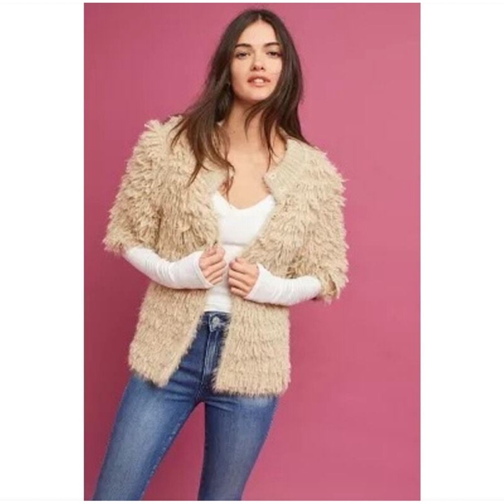 Anthropologie Knitted and Knotted Talah Shag Cardigan Sweater NWT Size XS - Picture 3 of 13
